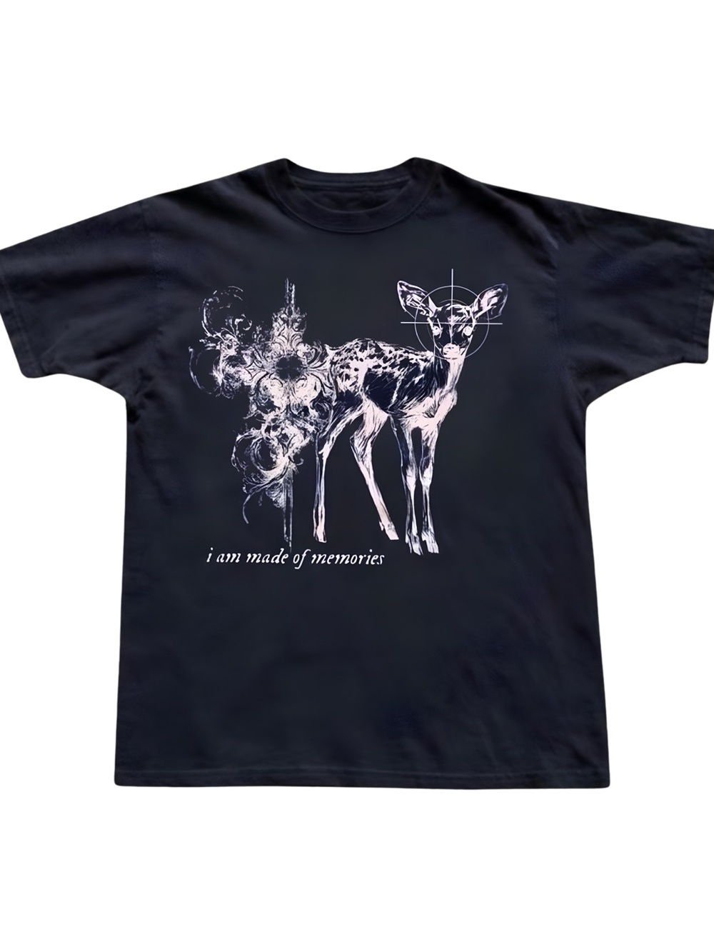 Gildan Navy Graphic Tee with Deer "i am made of memories"